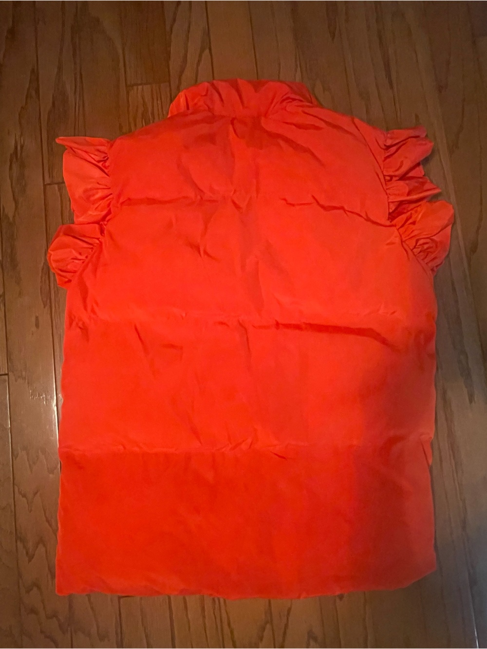 BUCKET LIST Orange Ruffle Puffer Vest - Size L - Picture 2 of 5